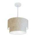 Ver imagem 2 de Lustre Pendente Cilindrico Vivare Md-4354 Cupula Tecido 45x40cm - Rustico Bege