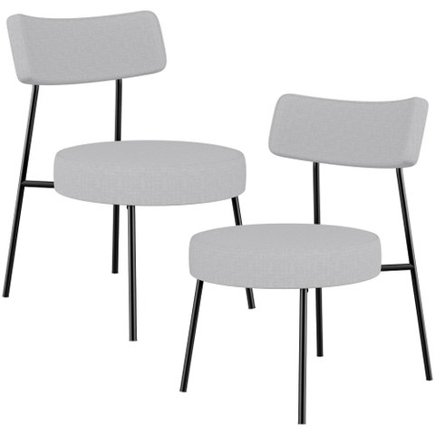 Kit 02 Poltronas Decorativas Para Sala De Estar Base Fixa Londres L02 Linho Cinza - Lyam Lyam Decor