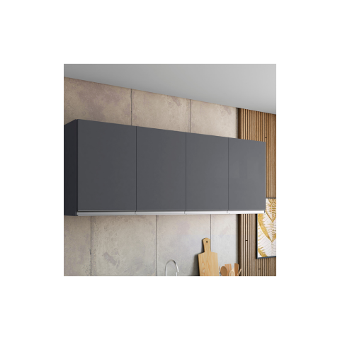 Armário Aéreo 4 Portas 1,50cm Andréia Cinza Mabi