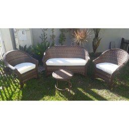 Conjunto de Sofás em Fibra Sintética Bali - 1 Sofá 2l + 2 Poltronas + 1 Mesa Centro. Moveis para Var - 2