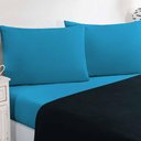 Ver imagem 2 de Jogo de Cama Malha Lençol 100% Algodão Gran Moratta 4 Peças Casal Azul Marinho-azul Turqueza