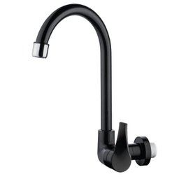Torneira para Cozinha Bica Móvel ABS Herc Preto Tipo Parede - 1