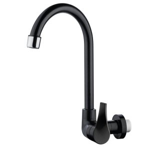 Torneira para Cozinha Bica Móvel ABS Herc Preto Tipo Parede