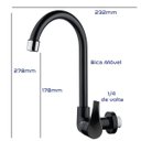 Ver imagem 2 de Torneira para Cozinha Bica Móvel ABS Herc Preto Tipo Parede