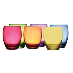 Jogo com 6 Copos Vidro Tarca Colorido 370ml - Yazi - 1 Jogo com 6 Copos Vidro Tarca Colorido 370ml - Yazi - 1