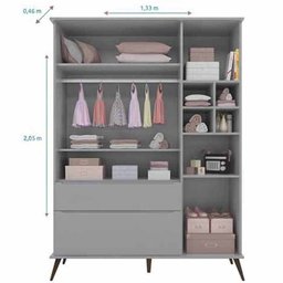 Jogo de Quarto Melinda Cinza 100 % mdf c/ Mesa de Apoio - Phoenix Baby - 2