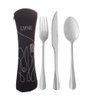 Conjunto 3 Talheres Viagem Marmita com Estojo Portátil Garfo Faca e Colher em Aço Inox Lyor - 1