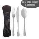 Ver imagem 2 de Conjunto 3 Talheres Viagem Marmita com Estojo Portátil Garfo Faca e Colher em Aço Inox Lyor