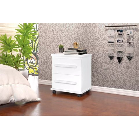 Mesa de Cabeceira (criado) Milão com Rodizio Branco