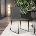 Ver imagem 2 de Cadeira Decorativa Estofada para Sala de Jantar Preto Maya L02 Linho Cinza Escuro - Lyam Decor Decor
