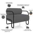 Ver imagem 4 de Kit 02 Poltronas Decorativa Pés Industrial Moscou K01 Bouclê Cinza - Lyam Decor