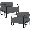 Ver imagem 1 de Kit 02 Poltronas Decorativa Pés Industrial Moscou K01 Bouclê Cinza - Lyam Decor