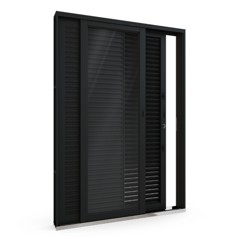 Porta de Aço Balcão de Correr Lateral Flex 2 Folhas Móveis e 1 Fixa Lucasa