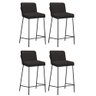 Kit 04 Banqueta Alta Com Encosto Drika Industrial Cozinha Bistrô Ferro Preto Sintético Cinza - Amey  - 1