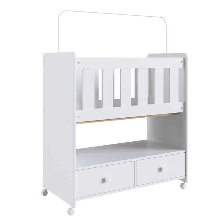 Mini Berço Moisés com Colchão 2 Gavetas Certificado Pelo Inmetro By 511 Branco - Completa Móveis com