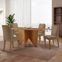 Ver imagem 1 de Mesa de Jantar Evora 120cm Mdf Canto Copo e com 4 Cadeiras Athenas