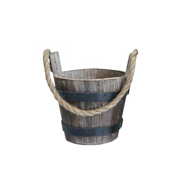 Cachepot de Madeira Balde Pequeno com Corda The Home - 1