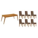 Ver imagem 1 de Conjunto: Mesa de Cozinha Havana C/ Tampo Madeirado Canto Curvo 180x90cm e 6 Cadeiras Dakota