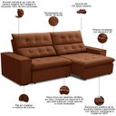 Ver imagem 3 de Sofá Retrátil Reclinável para Sala 3 Lugares 250cm Vincent F04 Veludo Terracota - Lyam Decor
