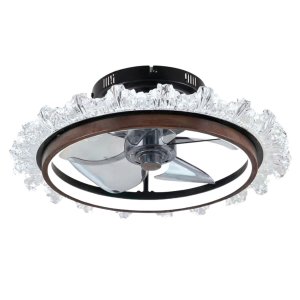 Luminária Plafon Ventilador Teto Miniwind Madeira Escura 23w