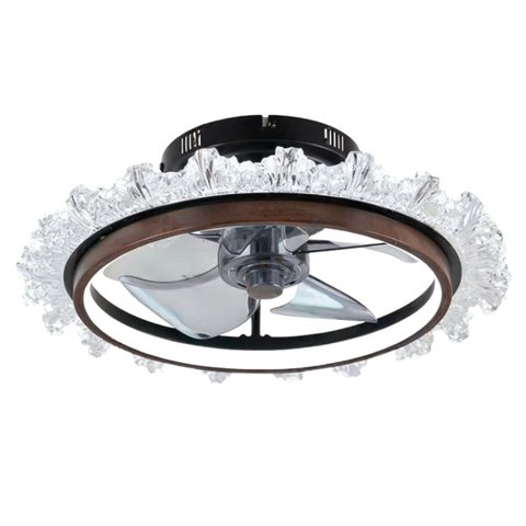 Luminária Plafon Ventilador Teto Miniwind Madeira Escura 23w