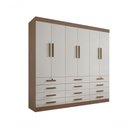 Ver imagem 1 de Guarda Roupa Casal 6 Portas 12 Gavetas sem Pés Mônaco Plus D' Doro Castanho/off White