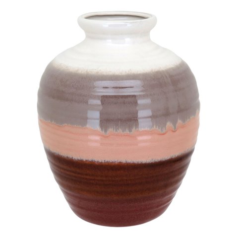 Vaso Decorativo Enfeite Casa Cerâmica 26x20x20cm Marrom