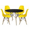 Conjunto com Mesa Preta e 4 Cadeiras Amarelas Dkr Eames de Polipropileno Base Eiffel Madeira - 1