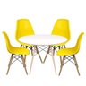 Conjunto com Mesa e 4 Cadeiras Amarelas Dkr Eames de Polipropileno Base Eiffel Madeira Inovakasa - 1
