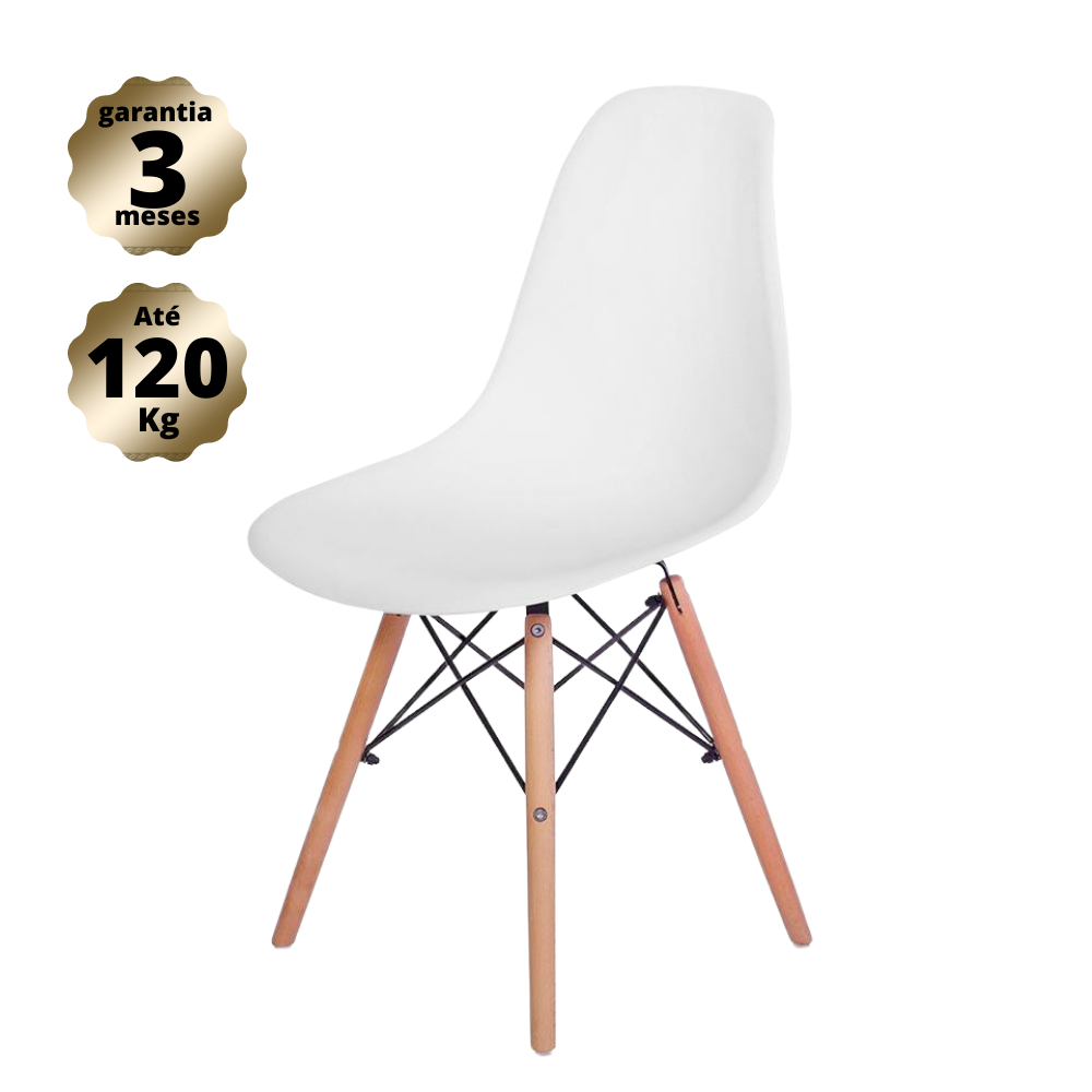 Cadeira Design Paris Charles Eames Eiffel Wood - Branca