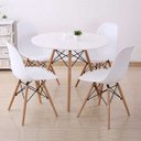 Ver imagem 2 de Conjunto com Mesa e 4 Cadeiras Brancas Dkr Eames de Polipropileno Base Eiffel Madeira Inovakasa