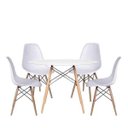 Ver imagem 3 de Conjunto com Mesa e 4 Cadeiras Brancas Dkr Eames de Polipropileno Base Eiffel Madeira Inovakasa