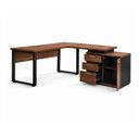 Ver imagem 4 de Mesa Escritório em L 1,70x1,50m (Extensível) com Armário Misto (03 Gav.) Nogal / Preto 31603