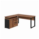 Ver imagem 5 de Mesa Escritório em L 1,70x1,50m (Extensível) com Armário Misto (03 Gav.) Nogal / Preto 31603