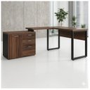Ver imagem 2 de Mesa Escritório em L 1,70x1,50m (Extensível) com Armário Misto (03 Gav.) Nogal / Preto 31603