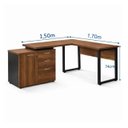 Ver imagem 6 de Mesa Escritório em L 1,70x1,50m (Extensível) com Armário Misto (03 Gav.) Nogal / Preto 31603