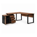 Ver imagem 3 de Mesa Escritório em L 1,70x1,50m (Extensível) com Armário Misto (03 Gav.) Nogal / Preto 31603