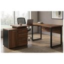 Ver imagem 1 de Mesa Escritório em L 1,70x1,50m (Extensível) com Armário Misto (03 Gav.) Nogal / Preto 31603