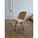 Ver imagem 1 de Cadeira Giratória Maia, Pés Chocolate, Tecido Linho Cor Bege Mescla