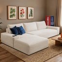 Ver imagem 1 de Sofá Evo 2,70m Molas Ensacadas com Chaise Lounge Esquerda Velourê Bege Cama Inbox