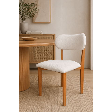 Cadeira Sala de Jantar Arbor em Madeira- Kit com 02 Unidades Tecido Linho Cru