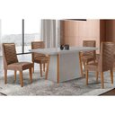 Ver imagem 1 de Conjunto Sala de Jantar Tilia C/ Tampo Madeirado C/ Vidro Canto Curvo 120x80cm e 4 Cadeiras Dafne