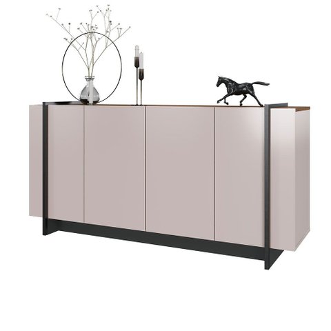 Aparador Buffet 4 Portas Oliwia 160cm Sala Jantar Off/nogueira/preto Fosco C04 - D’Rossi