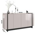Ver imagem 4 de Aparador Buffet 4 Portas Oliwia 160cm Sala Jantar Off/nogueira/preto Fosco C04 - D’Rossi