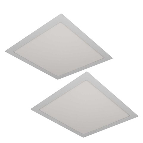 Kit 2 Painel Led Embutir 25w Quadrado Luz Quente C/ Borda Branco St439