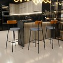 Ver imagem 2 de Kit 5 Banquetas Alta Bar Cozinha Jantar Milão L02 Couríssimo Whisky Linho Cinza Escuro - Lyam Decor