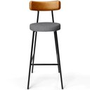 Ver imagem 6 de Kit 5 Banquetas Alta Bar Cozinha Jantar Milão L02 Couríssimo Whisky Linho Cinza Escuro - Lyam Decor