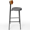 Ver imagem 7 de Kit 5 Banquetas Alta Bar Cozinha Jantar Milão L02 Couríssimo Whisky Linho Cinza Escuro - Lyam Decor