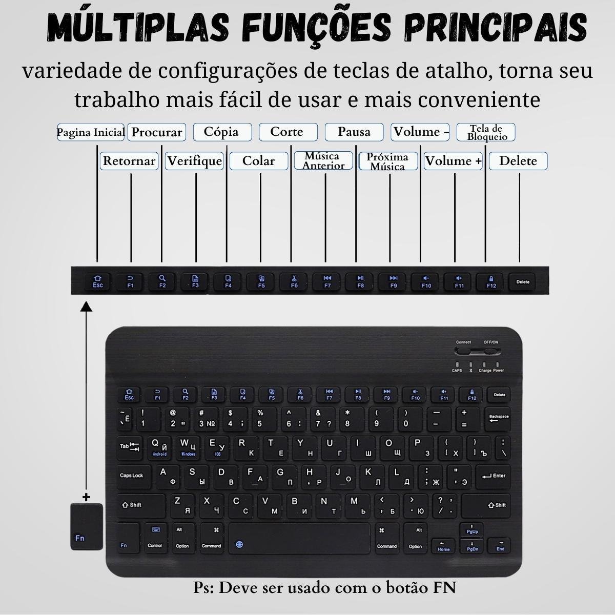 Kit Teclado e Mouse Bluetooth Tab S6 Lite - Azul | sem Fio - 3