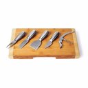 Ver imagem 2 de Kit Queijo e Vinho 5 Peças Inox com Base em Bambu